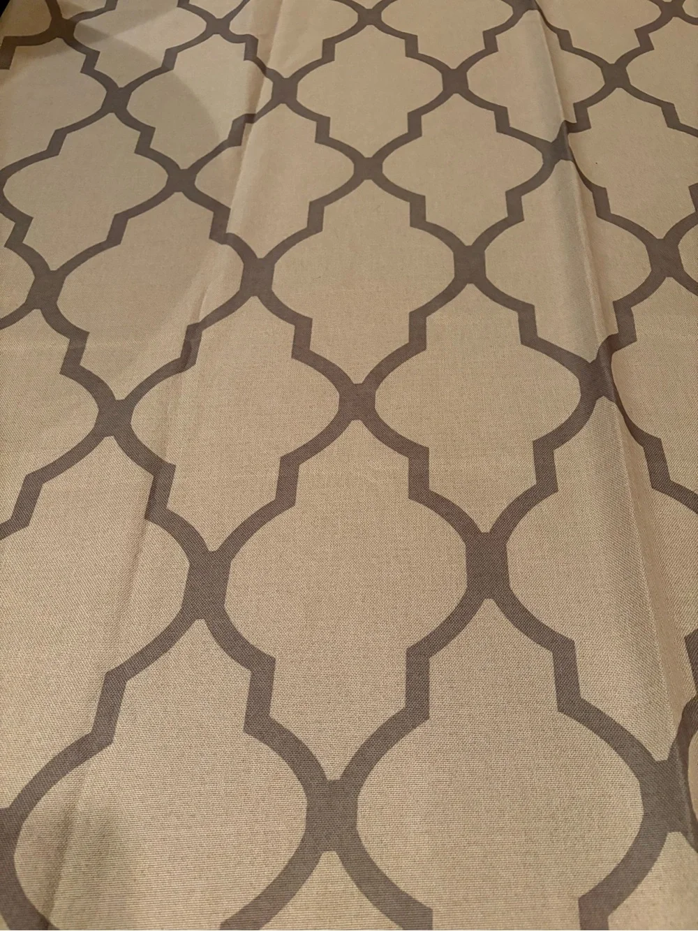 Beige and Gray Trellis Pattern Grommet Curtains Set of 2